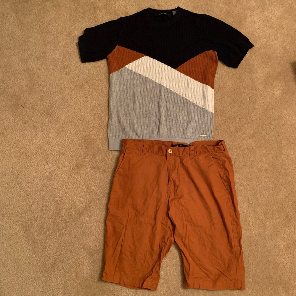 Sean John ribbed sweater shirt & short set.